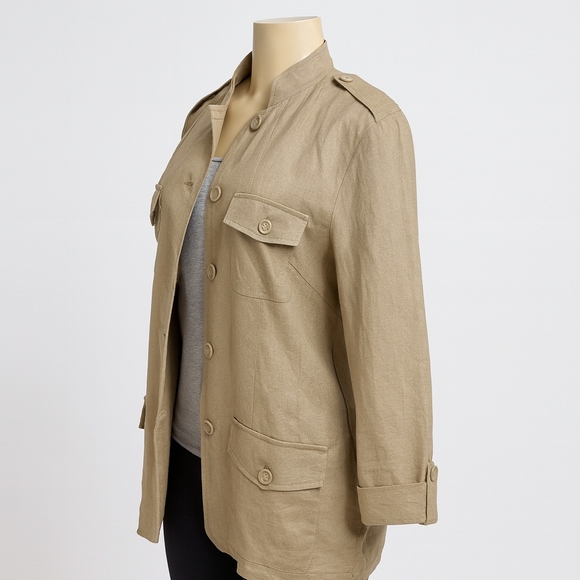 Coldwater Creek Linen Blend Safari Jacket – Size 14 (L) - Picture 5 of 7
